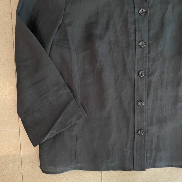 Script Black 100% Linen Blouse Shirt-Size 18 (2XL) - Picture 2 of 7